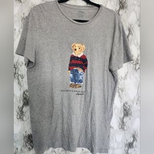 Polo Ralph Lauren RL Short Sleeve Crew Neck Rugby Bear in Striped Polo TShirt